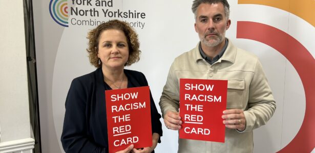 Mayor David Skaith and Deputy Mayor Jo Coles support Wear Red Day