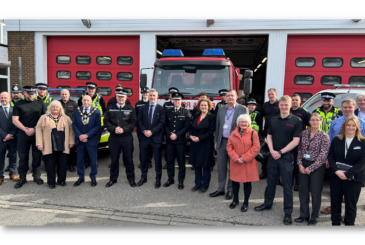 Mayor David Skaith is joined by the Chief Constable, Chief Fire Officer, local leaders and staff at the opening of the new joint police and fire station in Ripon